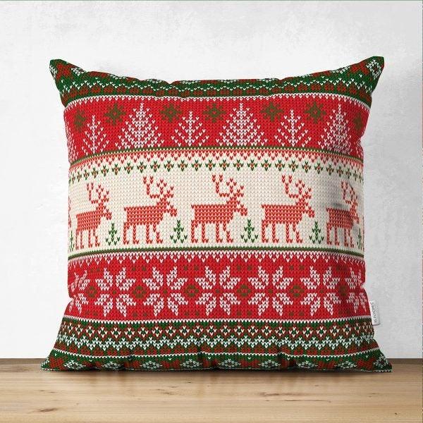 Christmas Pillow Cover|Christmas Deer Home Decor|Suede Winter Trend Pillow Top|Housewarming Xmas Gift Idea|Christmas Deer Throw Pillow Cover