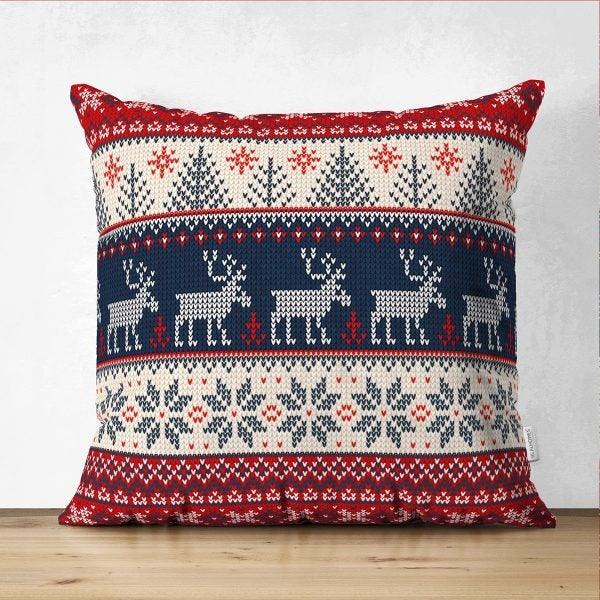 Christmas Pillow Cover|Christmas Deer Home Decor|Suede Winter Trend Pillow Top|Housewarming Xmas Gift Idea|Christmas Deer Throw Pillow Cover