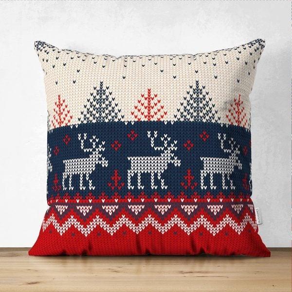 Christmas Pillow Cover|Christmas Deer Home Decor|Suede Winter Trend Pillow Top|Housewarming Xmas Gift Idea|Christmas Deer Throw Pillow Cover