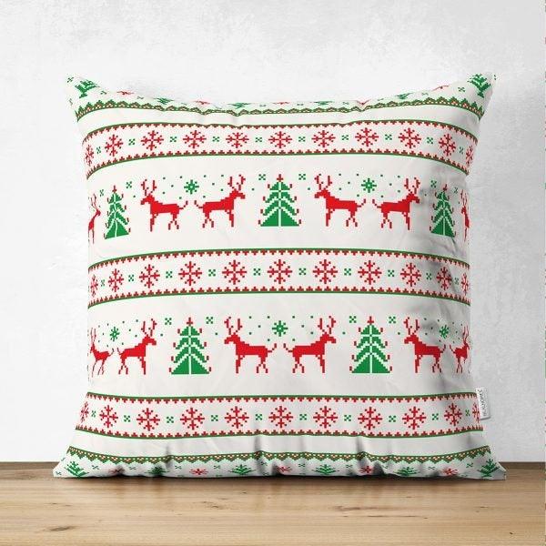 Christmas Pillow Cover|Christmas Deer Home Decor|Suede Winter Trend Pillow Top|Housewarming Xmas Gift Idea|Christmas Deer Throw Pillow Cover