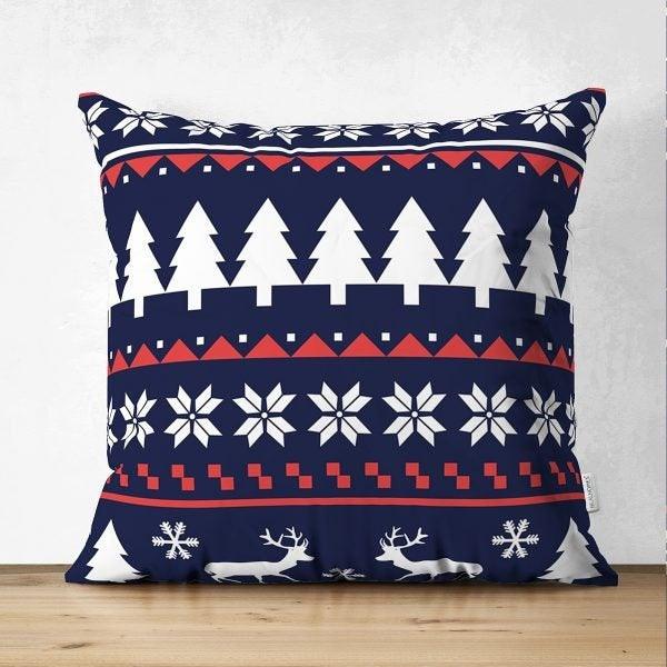 Christmas Pillow Cover|Christmas Deer Home Decor|Suede Winter Trend Pillow Top|Housewarming Xmas Gift Idea|Christmas Deer Throw Pillow Cover