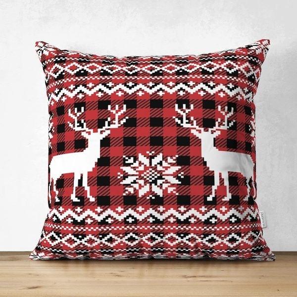 Christmas Pillow Cover|Christmas Deer Home Decor|Suede Winter Trend Pillow Top|Housewarming Xmas Gift Idea|Christmas Deer Throw Pillow Cover