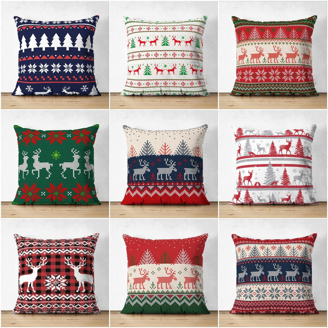 Christmas Pillow Cover|Christmas Deer Home Decor|Suede Winter Trend Pillow Top|Housewarming Xmas Gift Idea|Christmas Deer Throw Pillow Cover