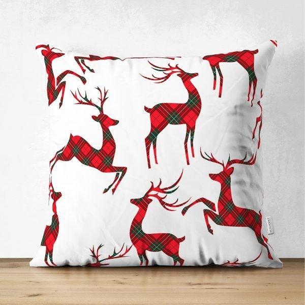 Christmas Pillow Cover|Christmas Deer Home Decor|Suede Winter Trend Pillow Top|Housewarming Xmas Gift Idea|Christmas Deer Throw Pillow Cover