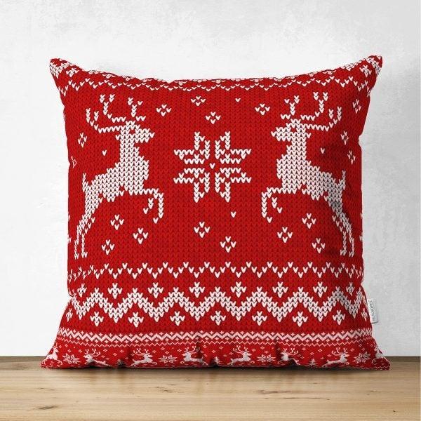 Christmas Pillow Cover|Christmas Deer Home Decor|Suede Winter Trend Pillow Top|Housewarming Xmas Gift Idea|Christmas Deer Throw Pillow Cover