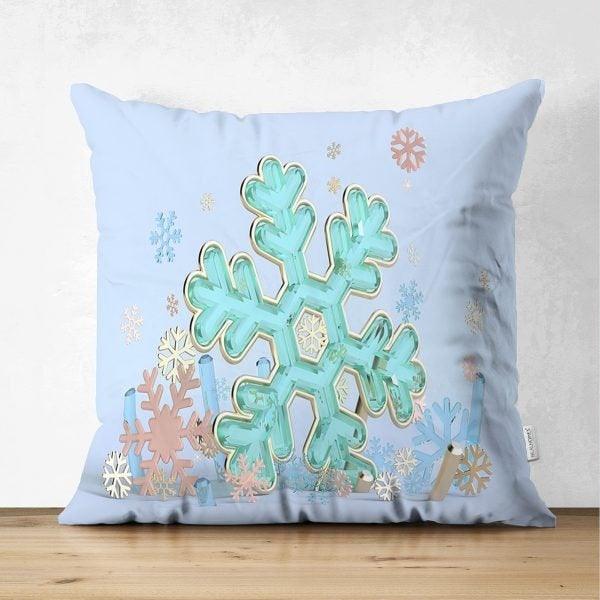 Snowflake Pillow Cover|Winter Home Decor|Suede Winter Cushion Case|Housewarming Gift|Decorative Snowflake Throw Pillow Top|Farmhouse Pillow