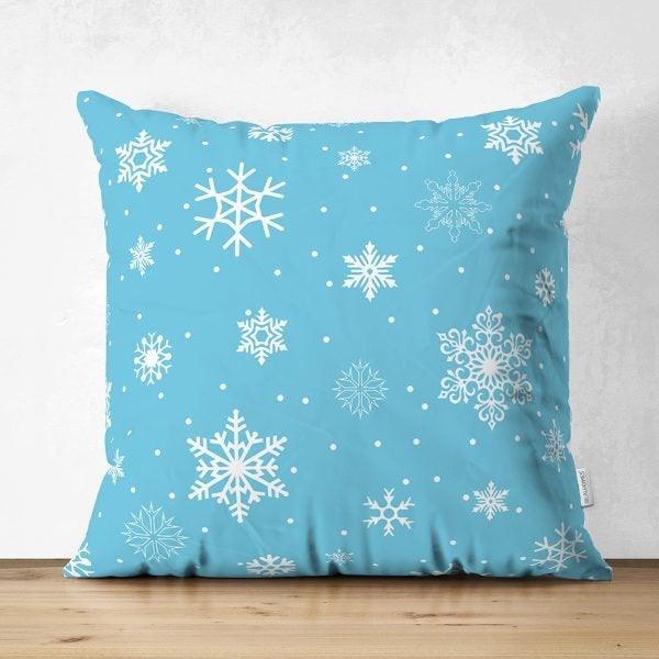 Snowflake Pillow Cover|Winter Home Decor|Suede Winter Cushion Case|Housewarming Gift|Decorative Snowflake Throw Pillow Top|Farmhouse Pillow