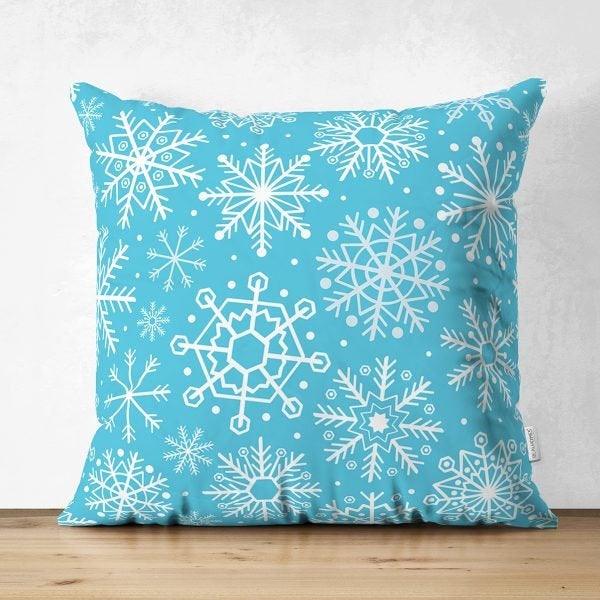 Snowflake Pillow Cover|Winter Home Decor|Suede Winter Cushion Case|Housewarming Gift|Decorative Snowflake Throw Pillow Top|Farmhouse Pillow