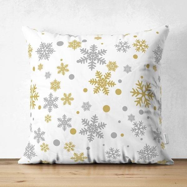 Snowflake Pillow Cover|Winter Home Decor|Suede Winter Cushion Case|Housewarming Gift|Decorative Snowflake Throw Pillow Top|Farmhouse Pillow