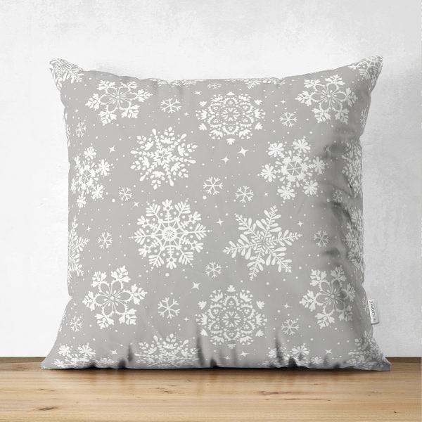 Snowflake Pillow Cover|Winter Home Decor|Suede Winter Cushion Case|Housewarming Gift|Decorative Snowflake Throw Pillow Top|Farmhouse Pillow