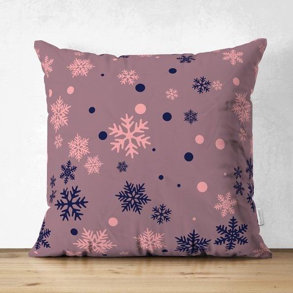 Snowflake Pillow Cover|Winter Home Decor|Suede Winter Cushion Case|Housewarming Gift|Decorative Snowflake Throw Pillow Top|Farmhouse Pillow