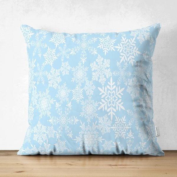 Snowflake Pillow Cover|Winter Home Decor|Suede Winter Cushion Case|Housewarming Gift|Decorative Snowflake Throw Pillow Top|Farmhouse Pillow