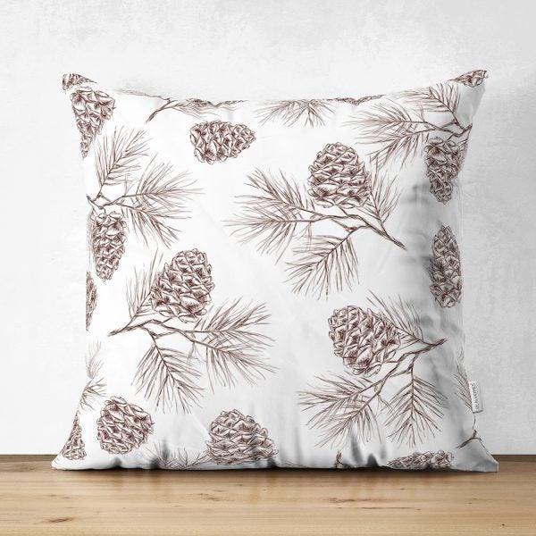 Decorative Pillow Covers|Pinecones Cushion Case|Pine Needle Throw Pillow|Pinecones Home Decor|Housewarming Farmhouse Winter Pillow Case