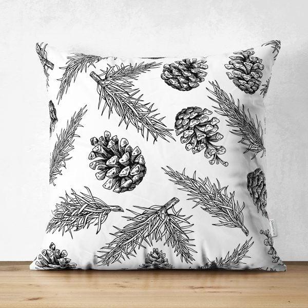 Decorative Pillow Covers|Pinecones Cushion Case|Pine Needle Throw Pillow|Pinecones Home Decor|Housewarming Farmhouse Winter Pillow Case