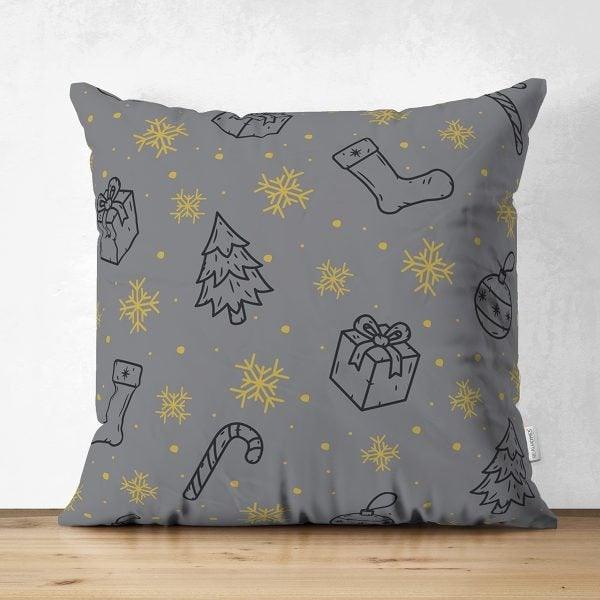 Winter Pillow Cover|Xmas Socks Cushion Case|Gift Box Throw Pillow|Xmas Tree Home Decor|Housewarming Xmas Cushion Case|Decorative Pillow Case