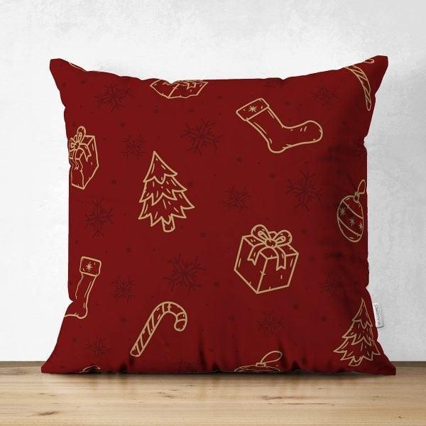 Winter Pillow Cover|Xmas Socks Cushion Case|Gift Box Throw Pillow|Xmas Tree Home Decor|Housewarming Xmas Cushion Case|Decorative Pillow Case