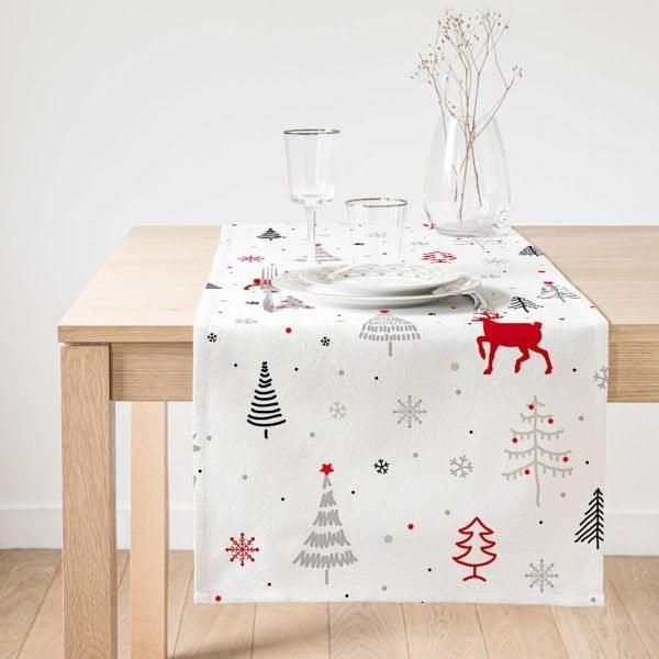 Christmas Table Runner|Winter Trend Table Top|Christmas Deer Home Decor|Xmas Table Decor|Farmhouse Style Tablecloth|Christmas Kitchen Decor