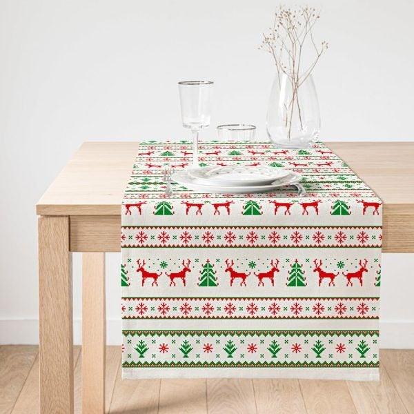 Christmas Table Runner|Winter Trend Table Top|Christmas Deer Home Decor|Xmas Table Decor|Farmhouse Style Tablecloth|Christmas Kitchen Decor