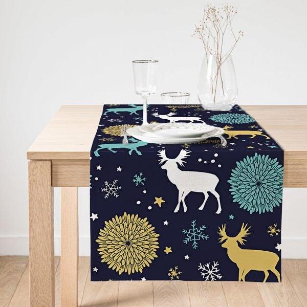 Winter Trend Table Top|Christmas Table Runner|Christmas Deer Home Decor|Xmas Table Decor|Farmhouse Style Tablecloth|Christmas Kitchen Decor