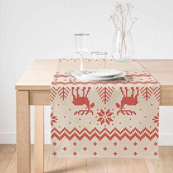 Christmas Table Runner|Xmas Deer, Xmas Tree Table Top|Merry Christmas Home Decor|Xmas Table Decor|Farmhouse Style Christmas Kitchen Decor