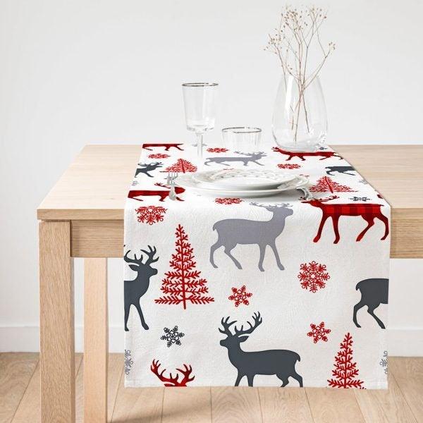 Christmas Table Runner|Winter Trend Table Top|Merry Christmas, Happy New Year Table Decor|Farmhouse Style Tablecloth|Christmas Kitchen Decor