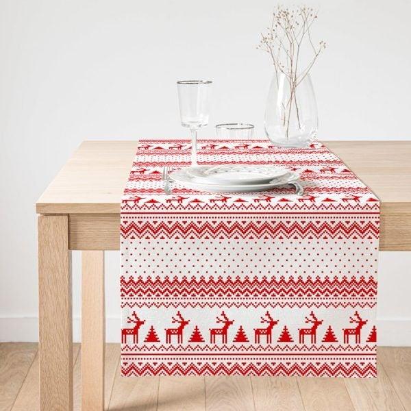 Christmas Table Runner|Winter Trend Table Top|Merry Christmas Home Decor|Xmas Deer Decor|Farmhouse Style Tablecloth|Christmas Kitchen Decor