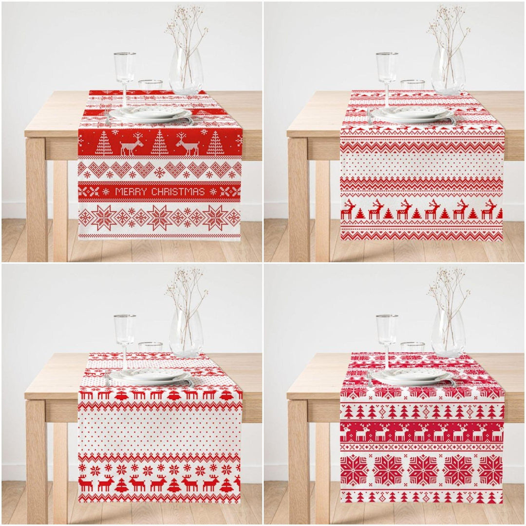 Christmas Table Runner|Winter Trend Table Top|Merry Christmas Home Decor|Xmas Deer Decor|Farmhouse Style Tablecloth|Christmas Kitchen Decor