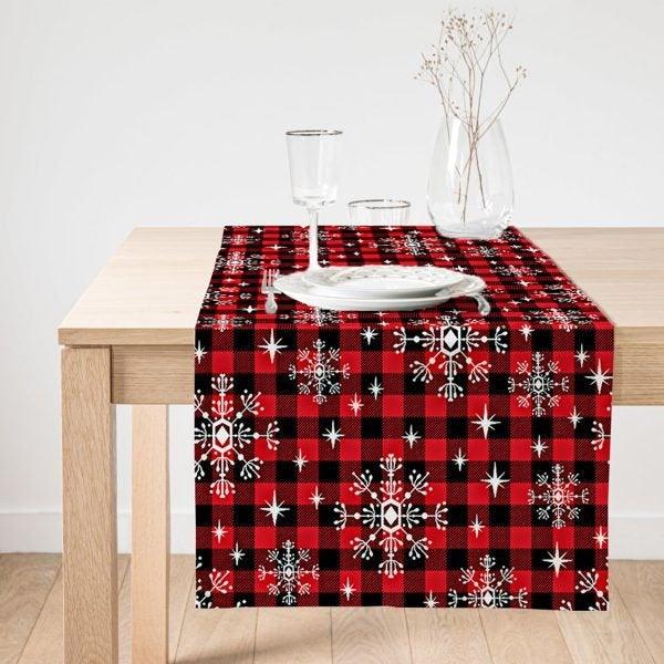 Snowflake Table Runner|Winter Trend Table Top|Snowflake Home Decor|Xmas Table Decor|Farmhouse Style Tablecloth|Christmas Kitchen Decor