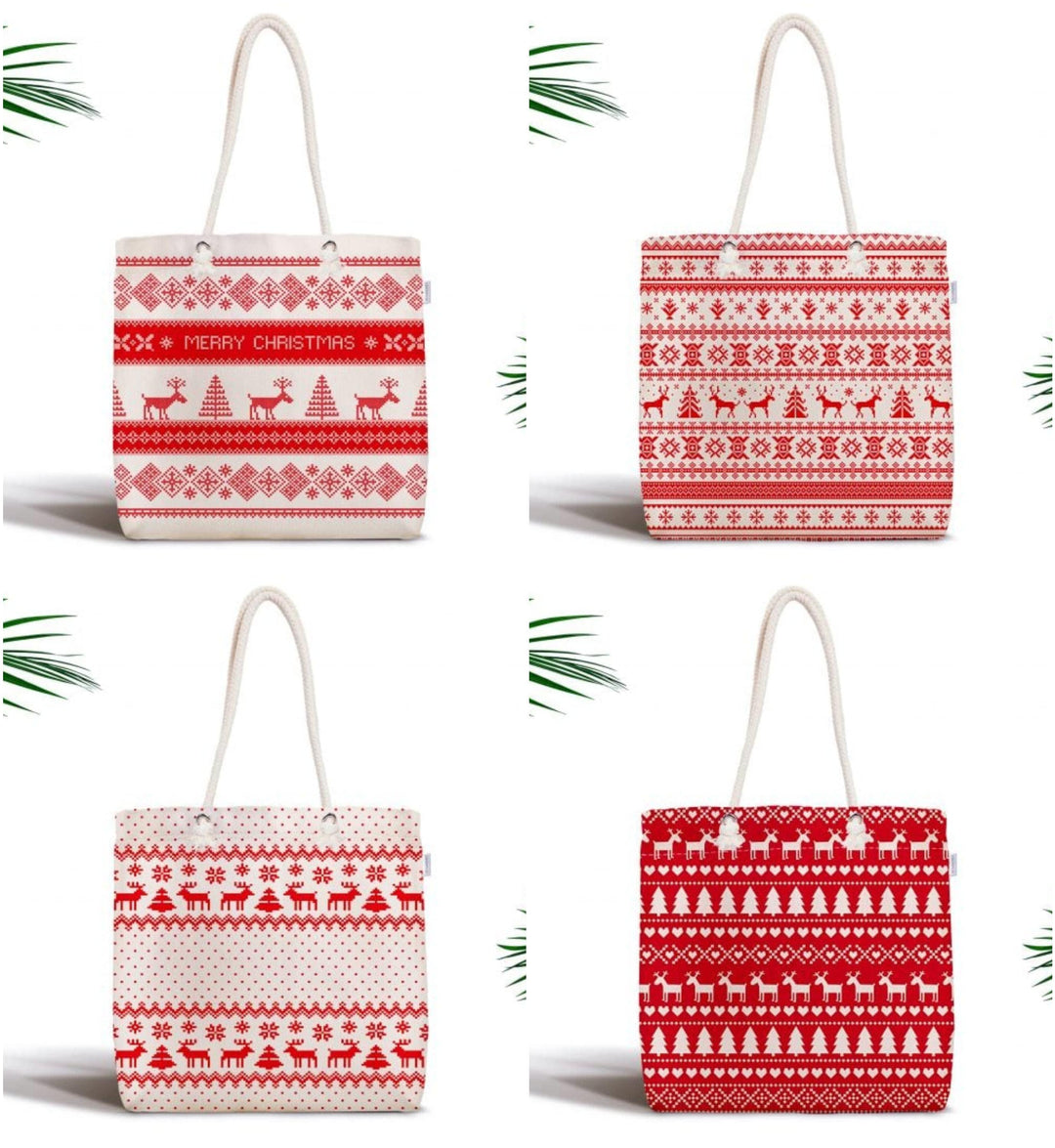 Christmas Shoulder Bag|Christmas Design Fabric Bag|Xmas Deer Tote Bag|Xmas Tree Beach Bag|Winter Trend Weekender Bag|Gift Large Bag for Her