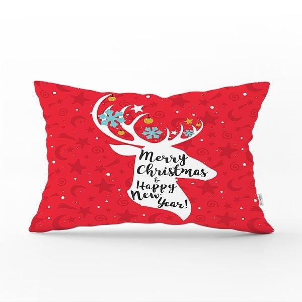 Christmas Pillow Cover|Christmas Deer Home Decor|Rectangle Winter Pillow Top|Housewarming Xmas Gift Idea|Christmas Deer Throw Pillow Cover