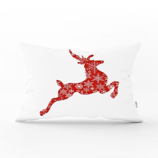 Christmas Pillow Cover|Christmas Deer Home Decor|Rectangle Winter Pillow Top|Housewarming Xmas Gift Idea|Christmas Deer Throw Pillow Cover