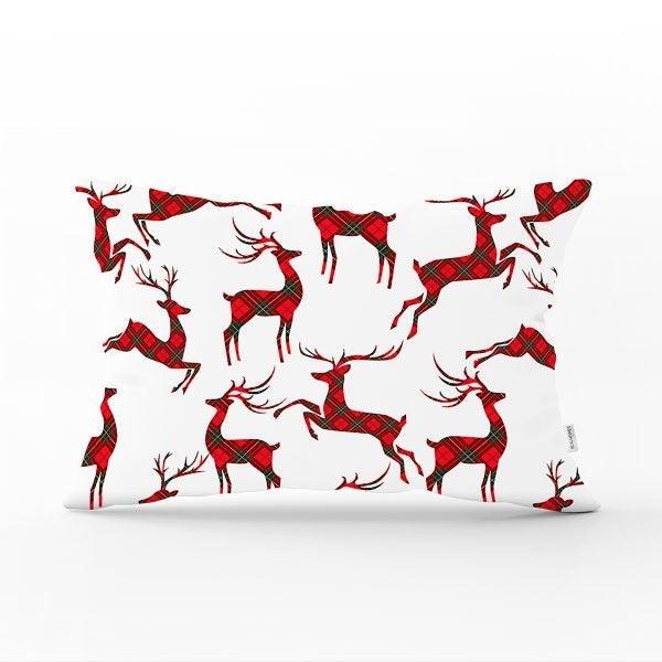 Christmas Pillow Cover|Christmas Deer Home Decor|Rectangle Winter Pillow Top|Housewarming Xmas Gift Idea|Christmas Deer Throw Pillow Cover