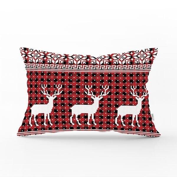 Christmas Pillow Cover|Christmas Deer Home Decor|Rectangle Winter Pillow Top|Housewarming Xmas Gift Idea|Christmas Deer Throw Pillow Cover