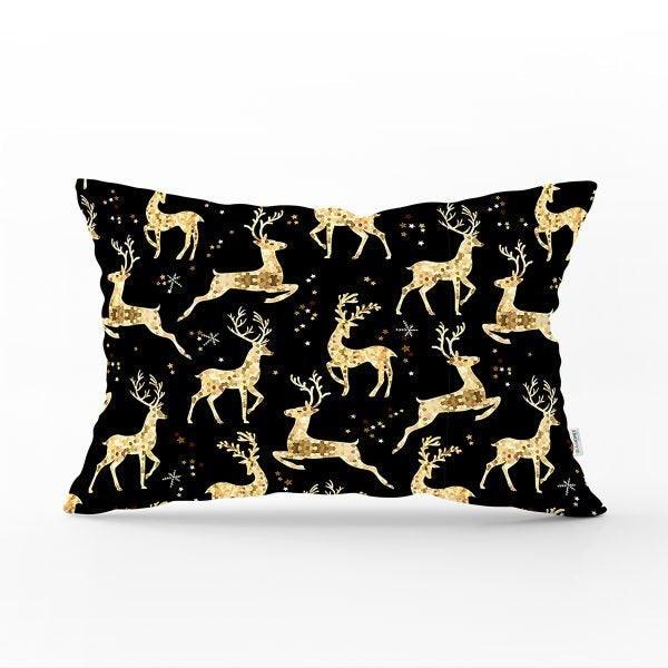 Christmas Pillow Cover|Christmas Deer Home Decor|Rectangle Winter Pillow Top|Housewarming Xmas Gift Idea|Christmas Deer Throw Pillow Cover