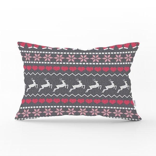 Christmas Pillow Cover|Christmas Deer Home Decor|Rectangle Winter Pillow Top|Housewarming Xmas Gift Idea|Christmas Deer Throw Pillow Cover