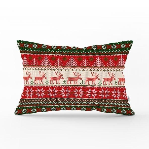 Christmas Pillow Cover|Christmas Deer Home Decor|Rectangle Winter Pillow Top|Housewarming Xmas Gift Idea|Christmas Deer Throw Pillow Cover