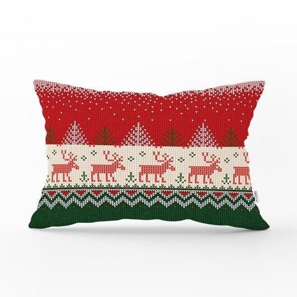 Christmas Pillow Cover|Christmas Deer Home Decor|Rectangle Winter Pillow Top|Housewarming Xmas Gift Idea|Christmas Deer Throw Pillow Cover