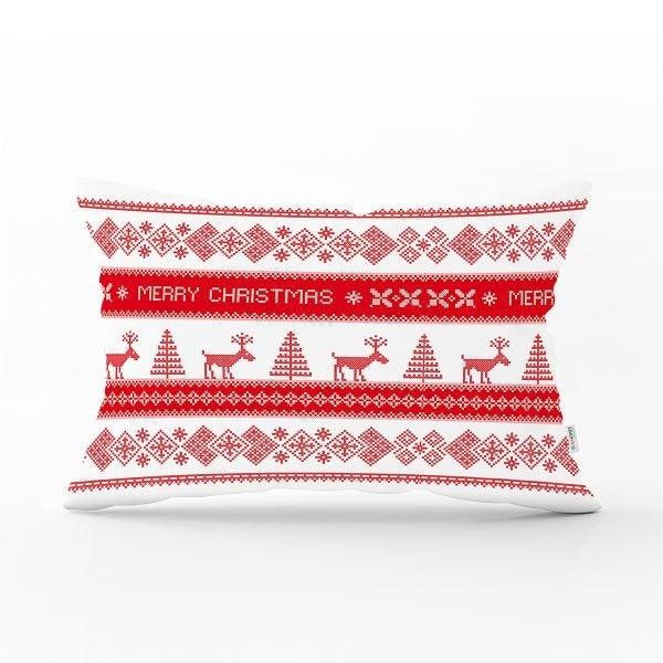 Christmas Pillow Cover|Christmas Deer Home Decor|Rectangle Winter Pillow Top|Housewarming Xmas Gift Idea|Christmas Deer Throw Pillow Cover