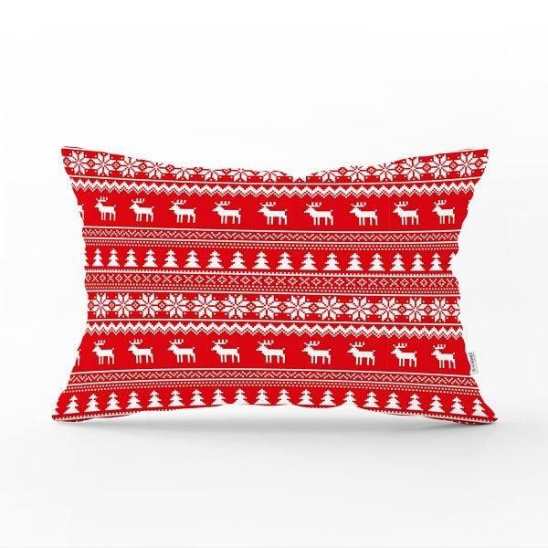 Christmas Pillow Cover|Christmas Deer Home Decor|Rectangle Winter Pillow Top|Housewarming Xmas Gift Idea|Christmas Deer Throw Pillow Cover