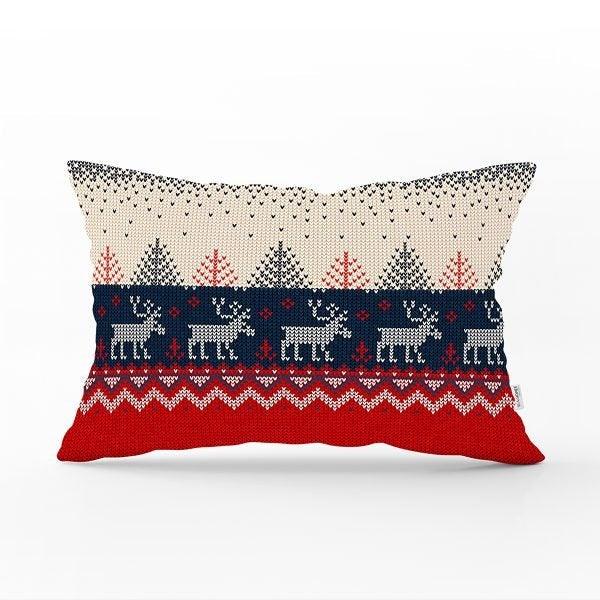 Christmas Pillow Cover|Christmas Deer Home Decor|Rectangle Winter Pillow Top|Housewarming Xmas Gift Idea|Christmas Tree Throw Pillow Cover