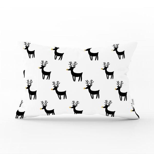 Christmas Pillow Cover|Christmas Deer Home Decor|Rectangle Winter Pillow Top|Housewarming Xmas Gift Idea|Christmas Deer Throw Pillow Cover