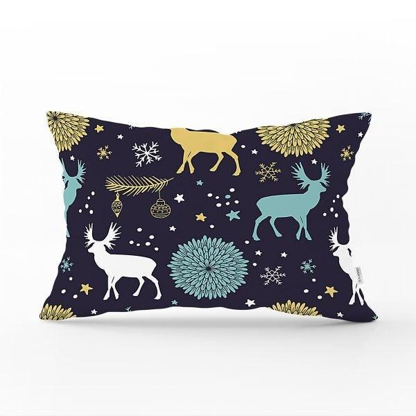 Christmas Pillow Cover|Christmas Deer Home Decor|Rectangle Winter Pillow Top|Housewarming Xmas Gift Idea|Christmas Tree Throw Pillow Cover