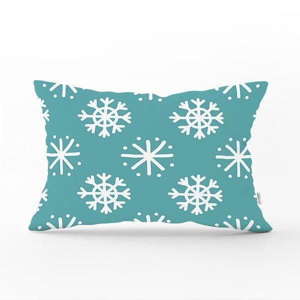 Snowflake Pillow Cover|Winter Home Decor|Rectangle Winter Cushion Case|Housewarming Gift|Decorative Snowflake Throw Pillow|Geometric Pillow