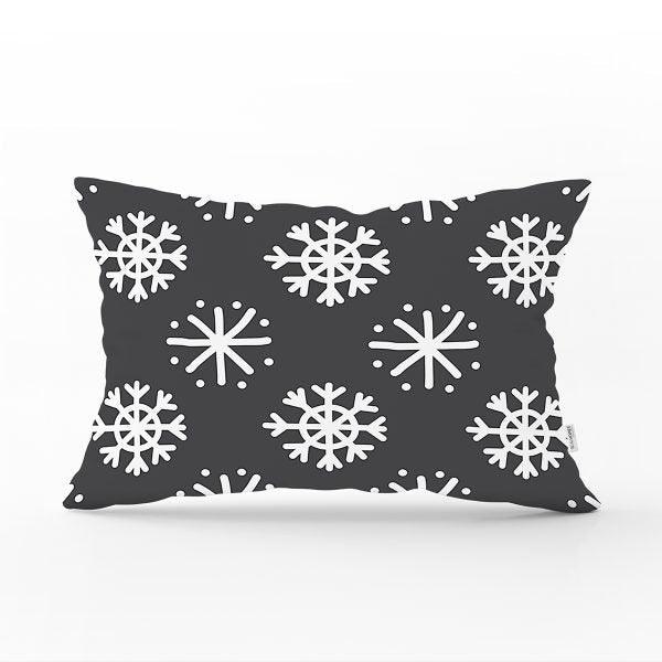 Snowflake Pillow Cover|Winter Home Decor|Rectangle Winter Cushion Case|Housewarming Gift|Decorative Snowflake Throw Pillow|Geometric Pillow