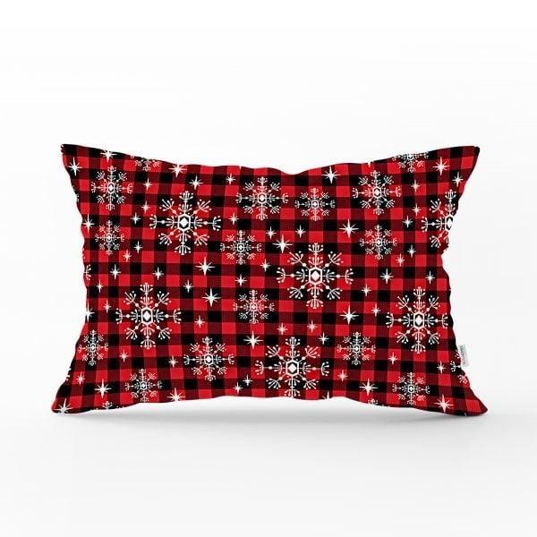 Snowflake Pillow Cover|Winter Home Decor|Rectangle Winter Cushion Case|Housewarming Gift|Decorative Snowflake Throw Pillow|Red White Pillow