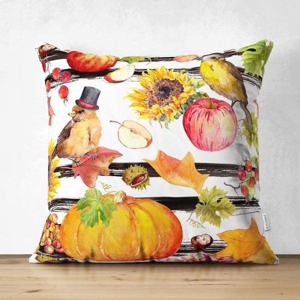 Pumpkin Pillow Case|Fall Trend Suede Cushion Case|Checkered Fall Colors Throw Pillow|Decorative Pillow|Farmhouse Thanksgiving Pillow Sham