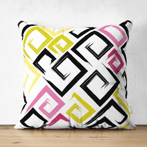 Abstract Pillow Cover|Modern Design Suede Pillow Case|Abstract Geometric Decor|Decorative Pillow Case|Farmhouse Style Authentic Pillow Case