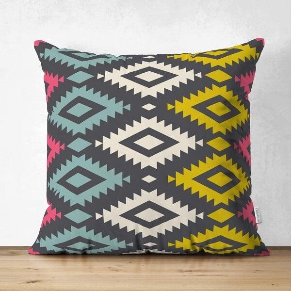 Geometric Pillow Cover|Modern Design Suede Pillow Case|IKAT Design Home Decor|Decorative Pillow Case|Farmhouse Style Authentic Pillow Case