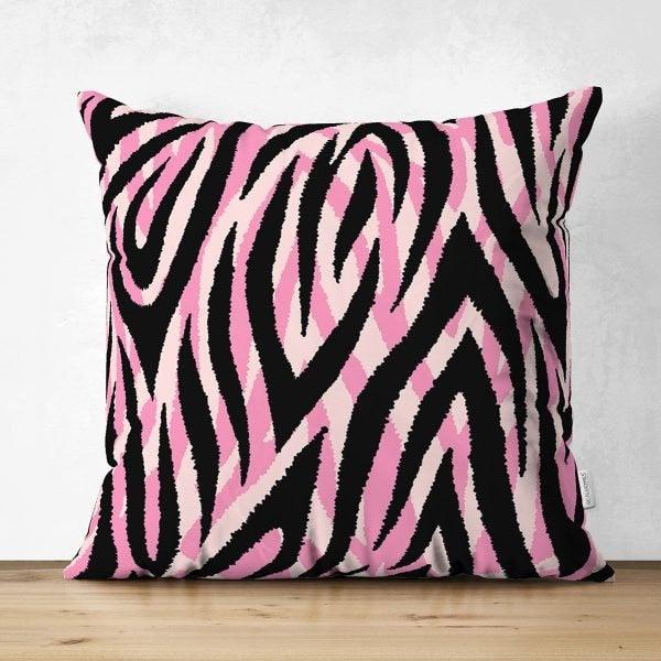 Abstract Pillow Cover|Modern Design Suede Pillow Case|Abstract Pink Black Decor|Decorative Pillow Case|Farmhouse Style Authentic Pillow Case