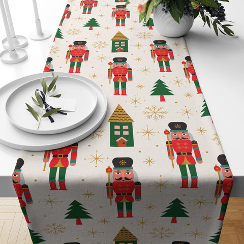 Christmas Table Runners|Winter Trend Table Runner|Xmas Tree Home Decor|Xmas Holly Jolly Table Decor|Green Winter Leaves Print Tablecloth